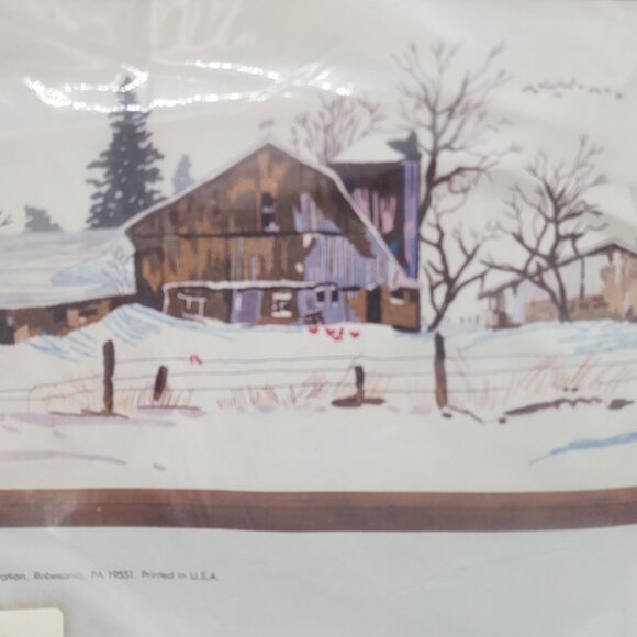Columbia Minerva Hallmark Design Collection Stitchery Kit 12" x 22" Barn Scene - Picture 2 of 4